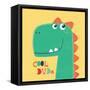 Cute Dinosaur Head Drawing for Baby Fashion-MKE design-Framed Stretched Canvas