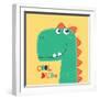 Cute Dinosaur Head Drawing for Baby Fashion-MKE design-Framed Art Print