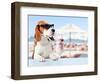 Cute Dog in Sunglasses Drink Cocktail-igorr-Framed Photographic Print