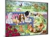 Cute Dogs in Garden-MAKIKO-Mounted Giclee Print