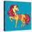 Cute Fairy Tale Pony Character in Sketch Style on Blue for Children and Baby Design-Anna Komissarenko-Stretched Canvas