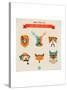 Cute Fashion Hipster Animals & Pets, Set of Vector Icons-Marish-Stretched Canvas