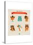 Cute Fashion Hipster Animals & Pets, Set of Vector Icons-Marish-Stretched Canvas