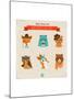 Cute Fashion Hipster Animals & Pets, Set of Vector Icons-Marish-Mounted Art Print