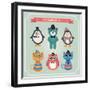 Cute Fashion Hipster Animals & Pets-OliaFedorovsky-Framed Art Print