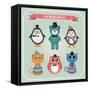 Cute Fashion Hipster Animals & Pets-OliaFedorovsky-Framed Stretched Canvas