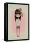 Cute Fashion Little Girl with Frame.-Elena Barenbaum-Framed Stretched Canvas