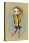 Cute Fashion Little Girl with Frame.-Elena Barenbaum-Stretched Canvas