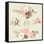 Cute Floral Bouquets, Retro Flowers-Alisa Foytik-Framed Stretched Canvas