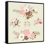 Cute Floral Bouquets, Retro Flowers-Alisa Foytik-Framed Stretched Canvas