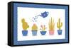 Cute Flowers and Cactus - Geometric-xenia800-Framed Stretched Canvas