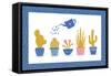 Cute Flowers and Cactus - Geometric-xenia800-Framed Stretched Canvas