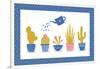 Cute Flowers and Cactus - Geometric-xenia800-Framed Art Print