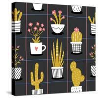 Cute Flowers and Cactus - Geometric-xenia800-Stretched Canvas