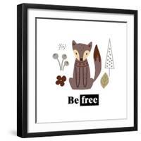 Cute Fox in the Forest. T-Shirt Graphics for Kids Vector Illustration. Scandinavian Design. Fir For-olga Agureeva-Framed Photographic Print