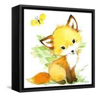 Cute Fox. Watercolor Forest Animal Illustration.-Faenkova Elena-Framed Stretched Canvas