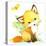 Cute Fox. Watercolor Forest Animal Illustration.-Faenkova Elena-Stretched Canvas