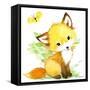 Cute Fox. Watercolor Forest Animal Illustration.-Faenkova Elena-Framed Stretched Canvas