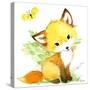 Cute Fox. Watercolor Forest Animal Illustration.-Faenkova Elena-Stretched Canvas