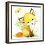 Cute Fox. Watercolor Forest Animal Illustration.-Faenkova Elena-Framed Art Print