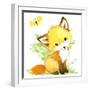 Cute Fox. Watercolor Forest Animal Illustration.-Faenkova Elena-Framed Art Print