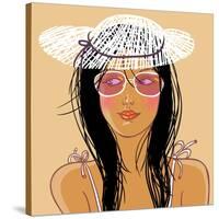 Cute Girl in Vector-smilewithjul-Stretched Canvas