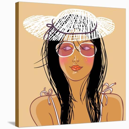 Cute Girl in Vector-smilewithjul-Stretched Canvas