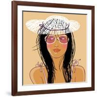 Cute Girl in Vector-smilewithjul-Framed Art Print