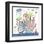 Cute Girl on a Whale in Cartoon Style-smilewithjul-Framed Art Print