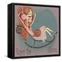 Cute Girl with Her Cat.-Elena Barenbaum-Framed Stretched Canvas