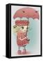 Cute Girl with Umbrella-Elena Barenbaum-Framed Stretched Canvas