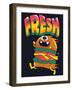 Cute Hamburger is Running, Vector Design for Kids Tee-braingraph-Framed Art Print