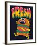 Cute Hamburger is Running, Vector Design for Kids Tee-braingraph-Framed Art Print