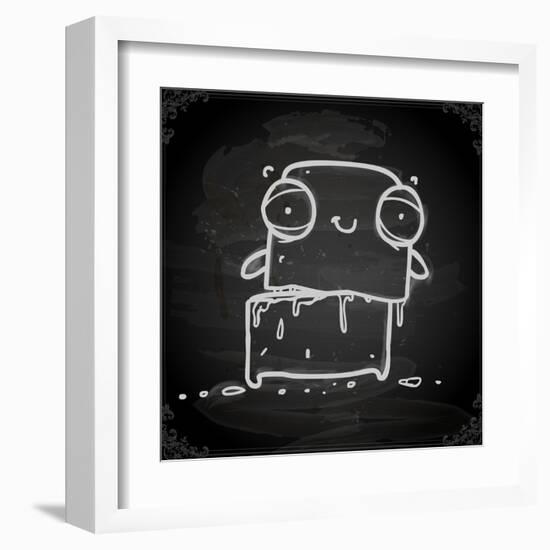 Cute Hand Drawn Illustration, Vintage Blackboard Texture Background-Ozerina Anna-Framed Art Print