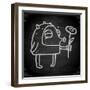 Cute Hand Drawn Illustration, Vintage Blackboard Texture Background-Ozerina Anna-Framed Art Print