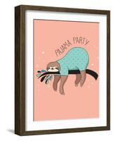 Cute Hand Drawn Sloths, Funny Vector Illustration, Poster and Greeting Card, Party Invitation-Marish-Framed Art Print