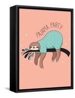 Cute Hand Drawn Sloths, Funny Vector Illustration, Poster and Greeting Card, Party Invitation-Marish-Framed Stretched Canvas