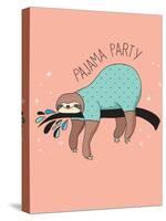 Cute Hand Drawn Sloths, Funny Vector Illustration, Poster and Greeting Card, Party Invitation-Marish-Stretched Canvas