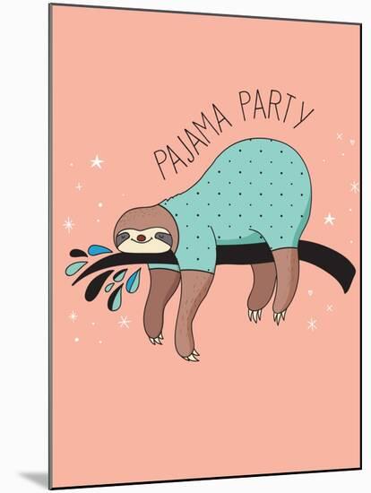 Cute Hand Drawn Sloths, Funny Vector Illustration, Poster and Greeting Card, Party Invitation-Marish-Mounted Art Print