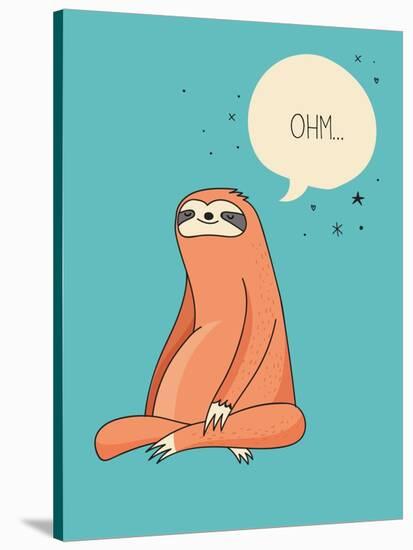 Cute Hand Drawn Sloths, Funny Vector Illustrations, Poster and Greeting Card-Marish-Stretched Canvas