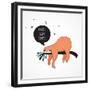 Cute Hand Drawn Sloths, Funny Vector Illustrations, Poster and Greeting Card-Marish-Framed Premium Giclee Print