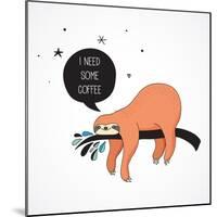 Cute Hand Drawn Sloths, Funny Vector Illustrations, Poster and Greeting Card-Marish-Mounted Art Print