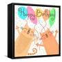 Cute Happy Birthday with Funny Kittens-Baksiabat-Framed Stretched Canvas