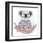 Cute Hipster Koala with Glasses and Flower Frame.-cherry blossom girl-Framed Art Print