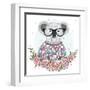 Cute Hipster Koala with Glasses and Flower Frame.-cherry blossom girl-Framed Art Print