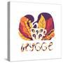 Cute Hygge Illustration with a Cup of Hot Beverage, Autumn Leaves and Lettering. White Background.-nefedova_da-Stretched Canvas