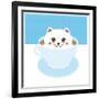 Cute Kawai Cat in Blue Cup of Froth Art Coffee, Coffee Art Isolated on White Background. Latte Art-EkaterinaP-Framed Art Print