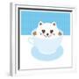 Cute Kawai Cat in Blue Cup of Froth Art Coffee, Coffee Art Isolated on White Background. Latte Art-EkaterinaP-Framed Premium Giclee Print