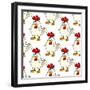 Cute Little Fat Cartoon Chicken Seamless Pattern-seamartini-Framed Art Print