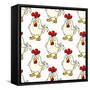 Cute Little Fat Cartoon Chicken Seamless Pattern-seamartini-Framed Stretched Canvas